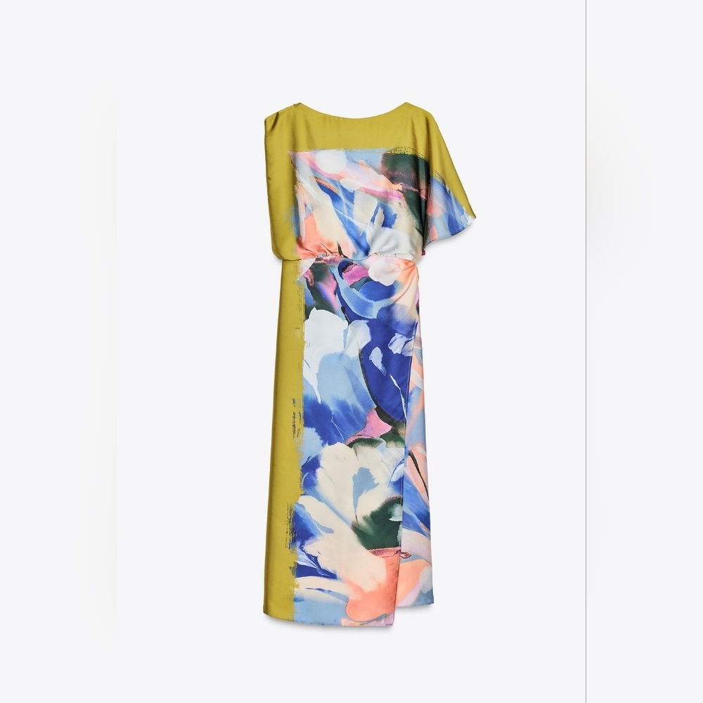 ASYMMETRIC PRINT MIDI DRESS SIZE XS - Picture 6 of 8